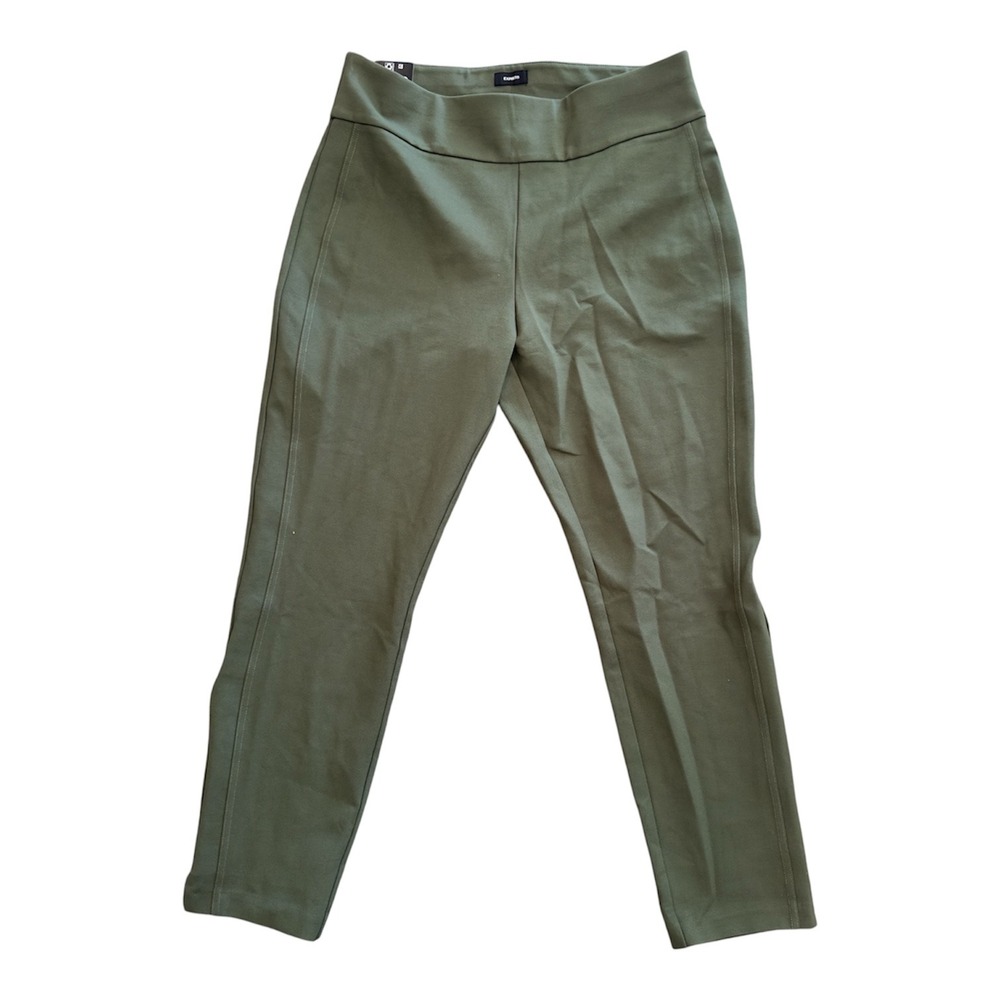 Express Womens Olive Green Pull On Ankle Pants High Rise Stretch Trousers L NEW